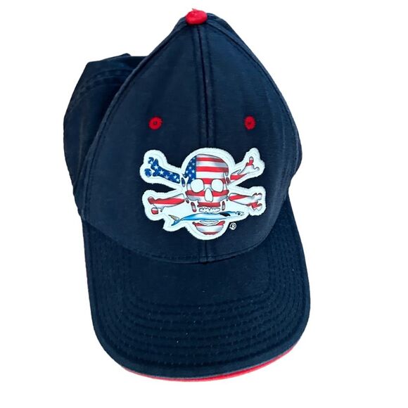 calcutta Other - CALCUTTA Pirate Skull Bones Red White BLUE Baseball Patriotic 4th July BALL CAP